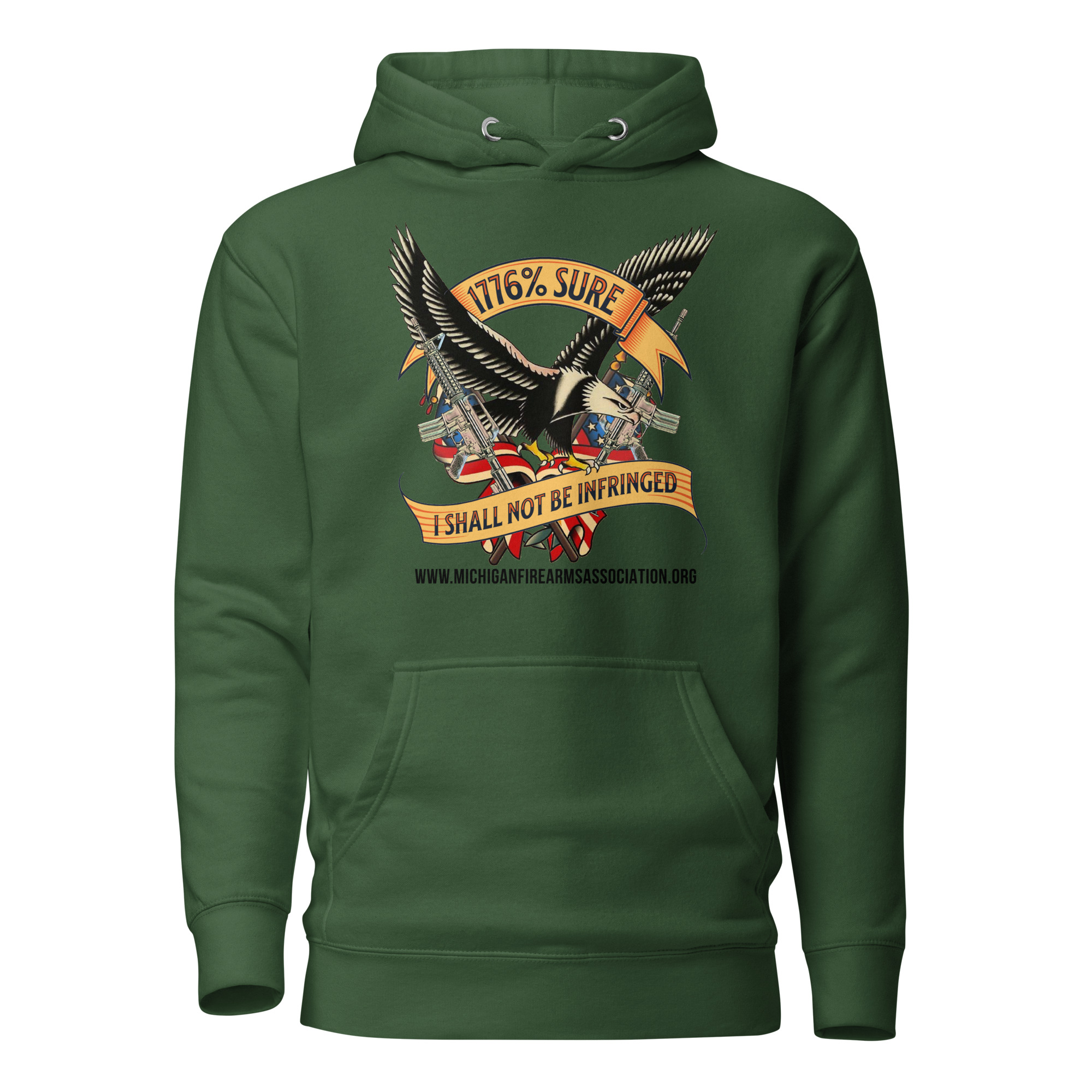 1776% Sure - Black Text - Unisex Hoodie - Image 3