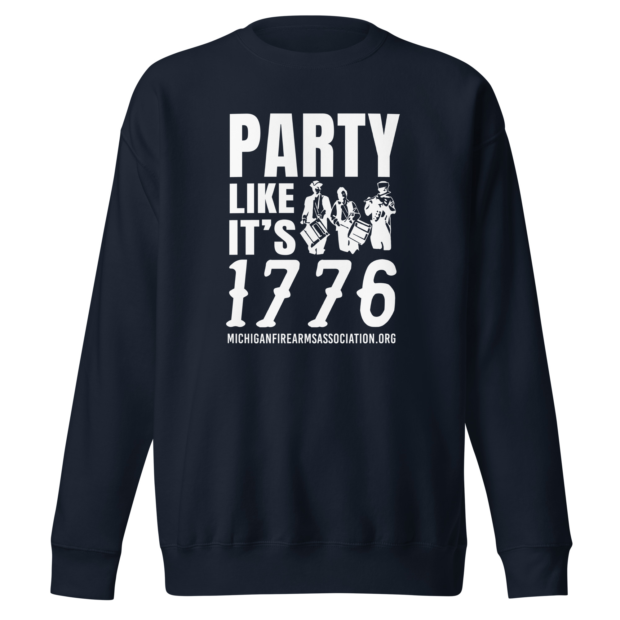 Party Like It's 1776 White Text - Unisex Premium Sweatshirt - Image 3